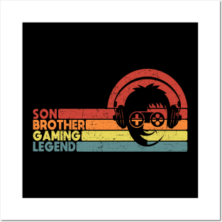 Son Brother Gaming Legend Gamer Gifts For Teen Boys Gaming Vintage Posters and Art